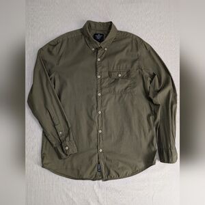 American Eagle Outfitters Classic Fit Olive Button-Up Shirt Cotton Men's XL